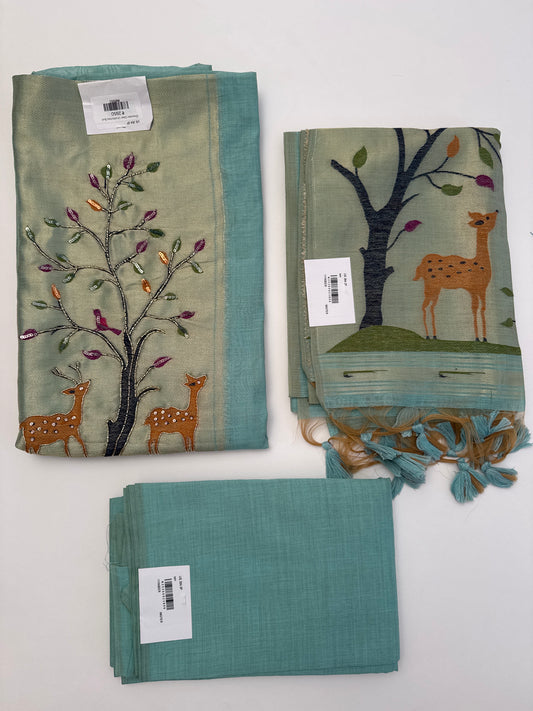 Chanderi Deer Unstitched Suit