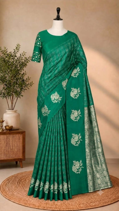 Georgette Checks Crush Saree