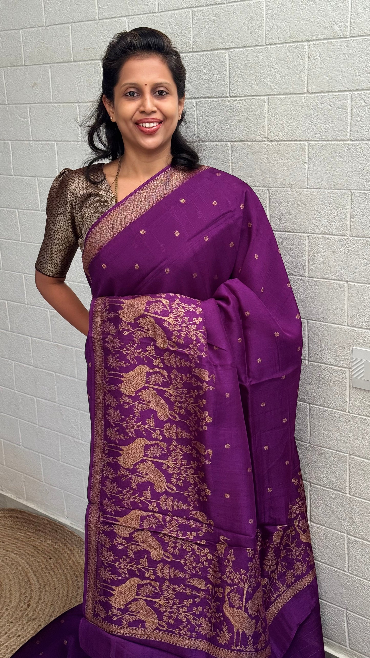 Moonga Tussar Flamingo