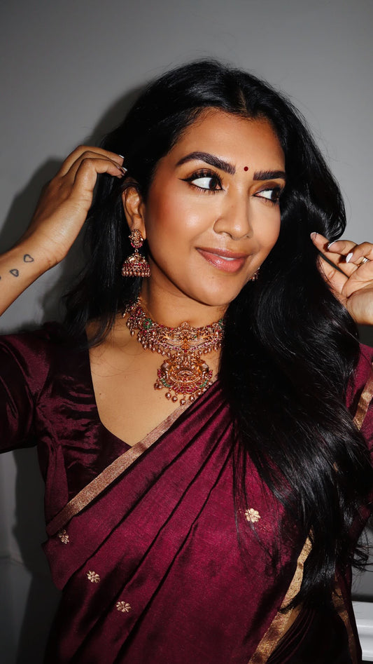 Wine Shade Pure Chanderi Silk Saree