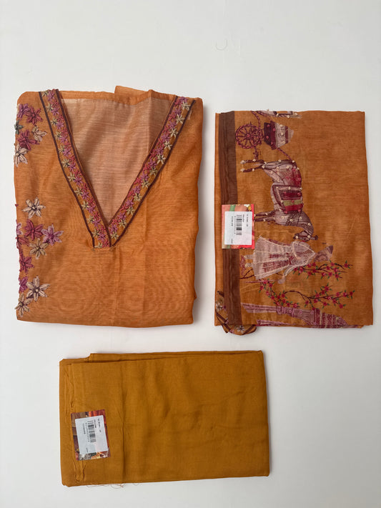 Chanderi Kantha Unstitched Suit