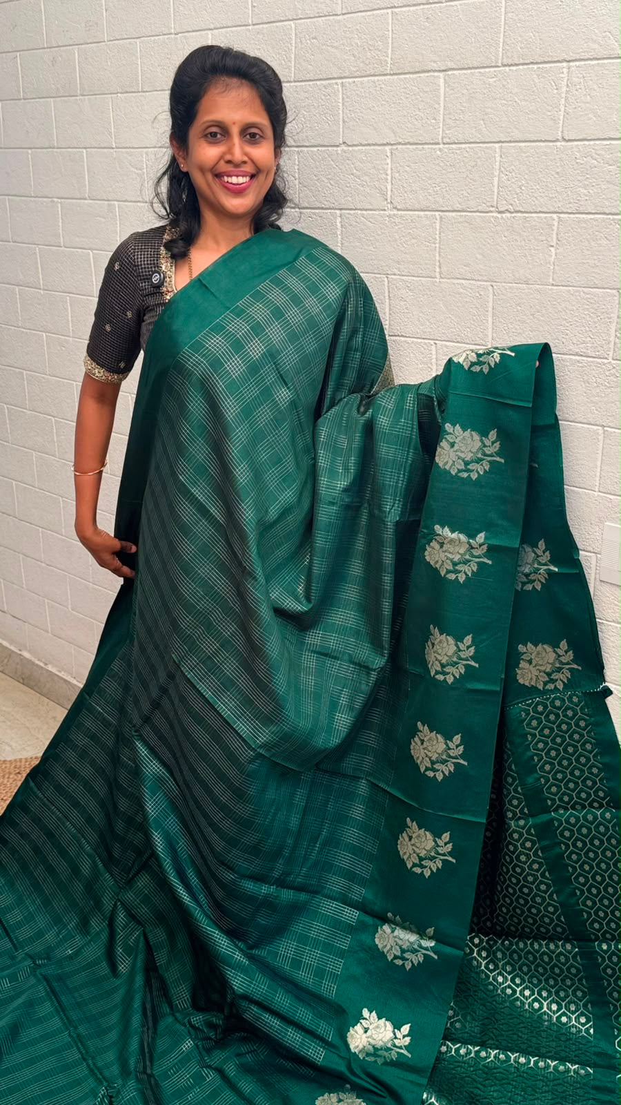 Georgette Checks Crush Saree