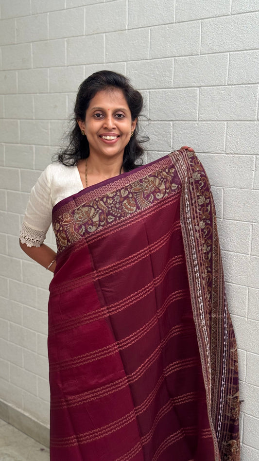 Organza Horizontal Line Kalamkari