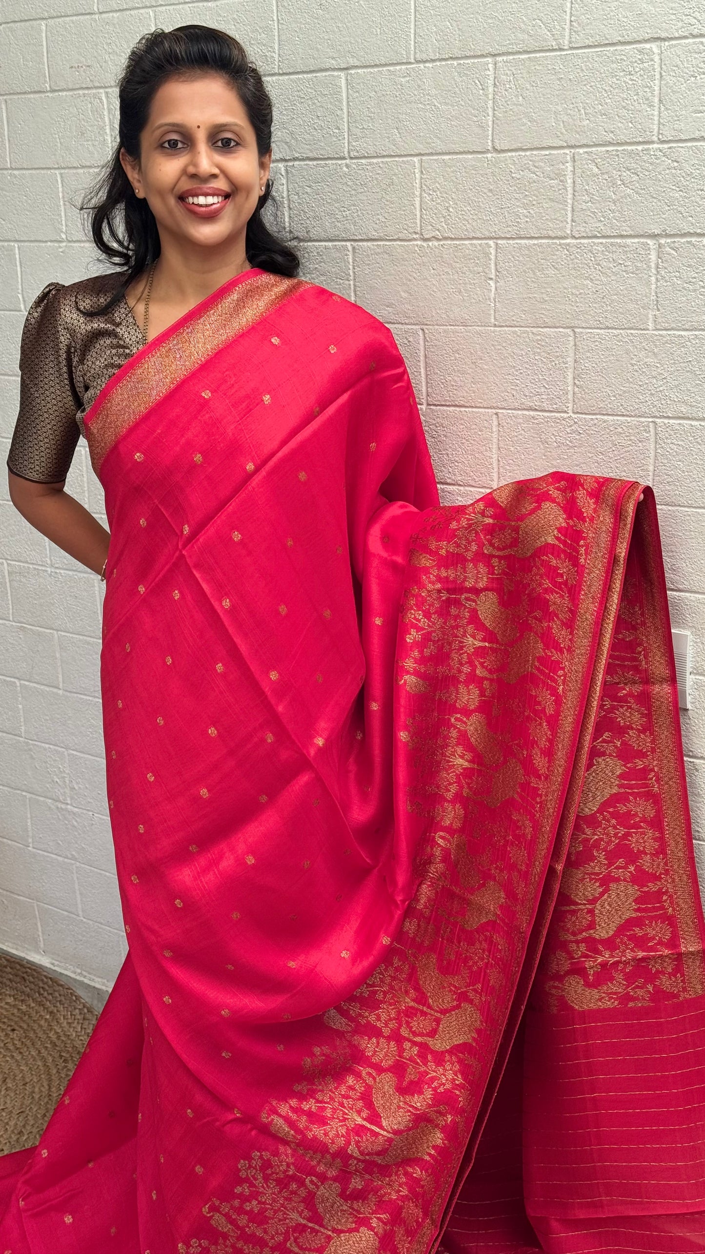 Moonga Tussar Flamingo