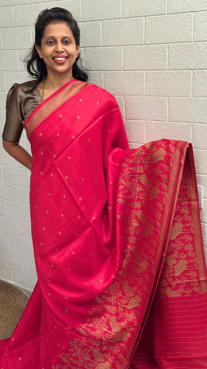 Moonga Tussar Flamingo