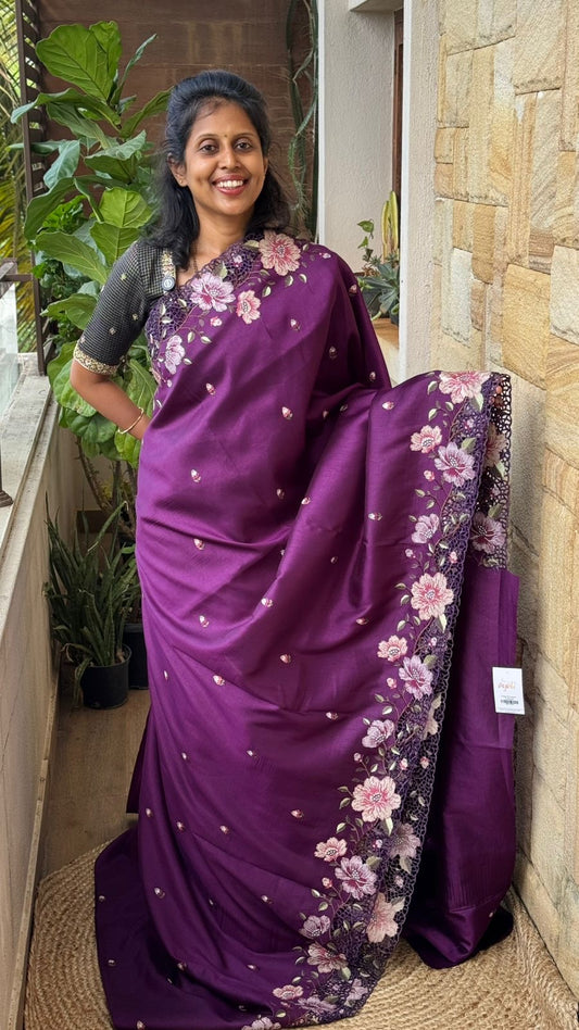 Tussar Silk Cutwork Saree