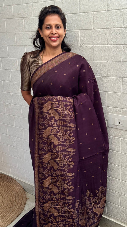 Moonga Tussar Flamingo