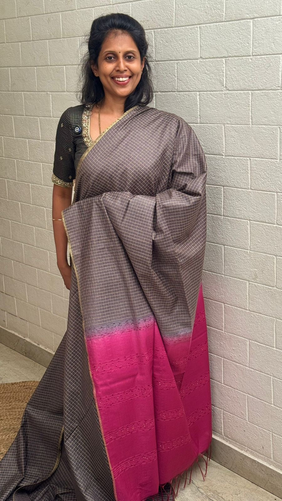Chanderi Checkered Saree