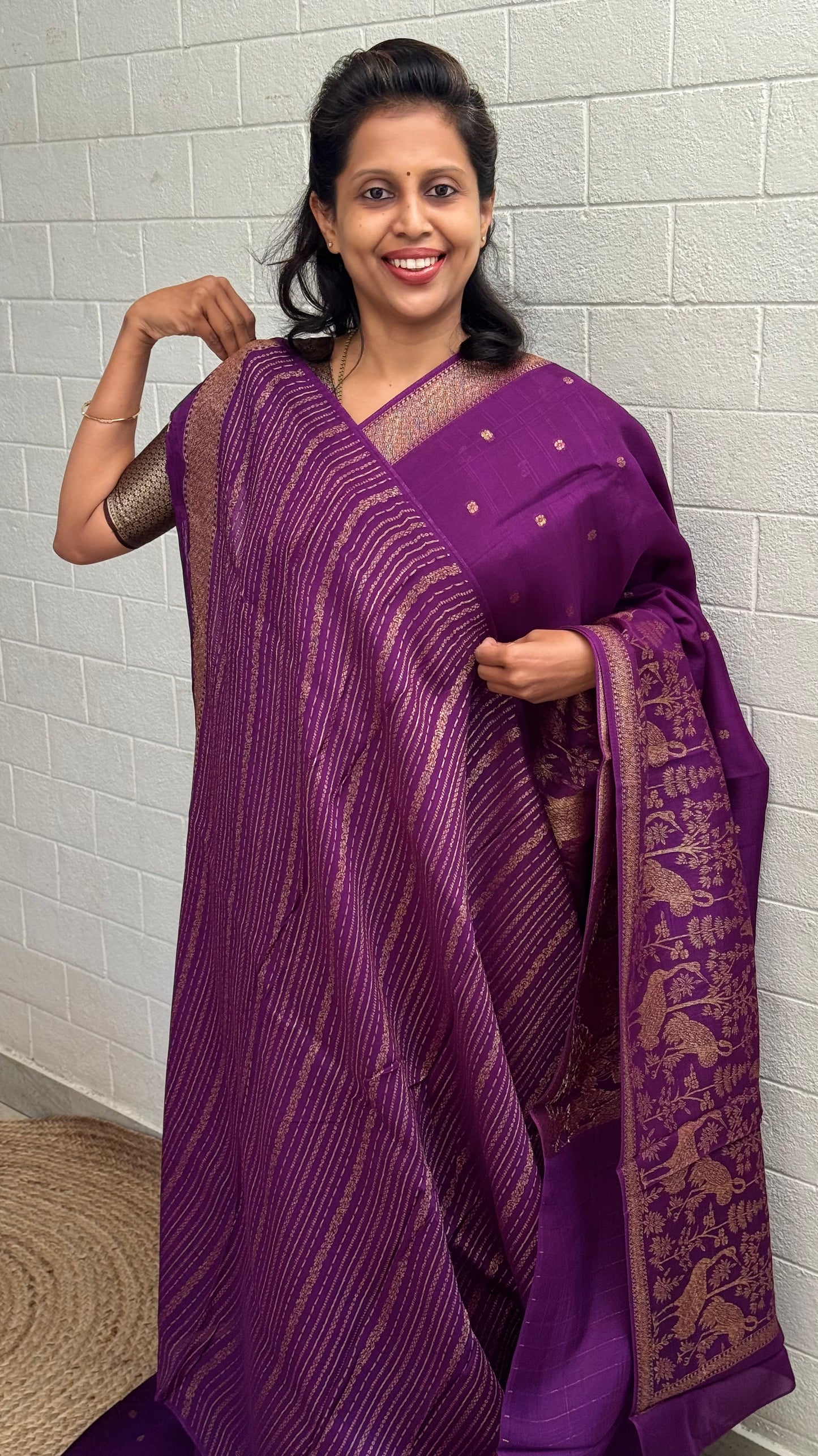 Moonga Tussar Flamingo