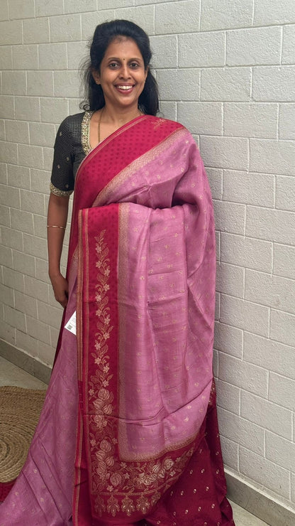Moonga Tussar Silk Border Saree