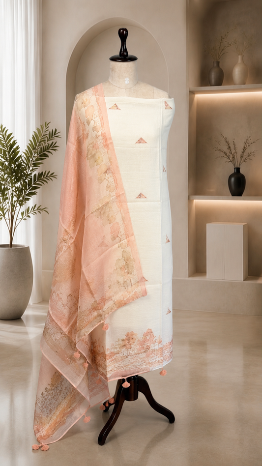 Organza Silk Unstitched Suit