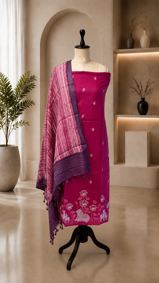 Tussar Silk Unstitched Suit