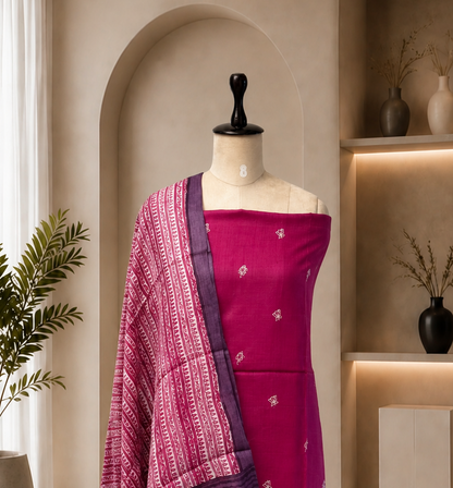 Tussar Silk Unstitched Suit