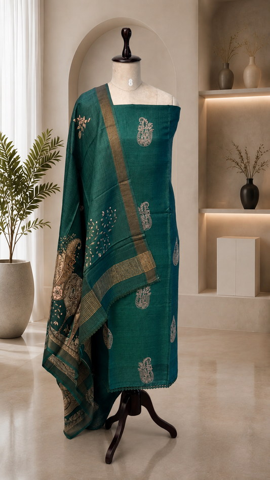 Tussar Silk Unstitched Suit