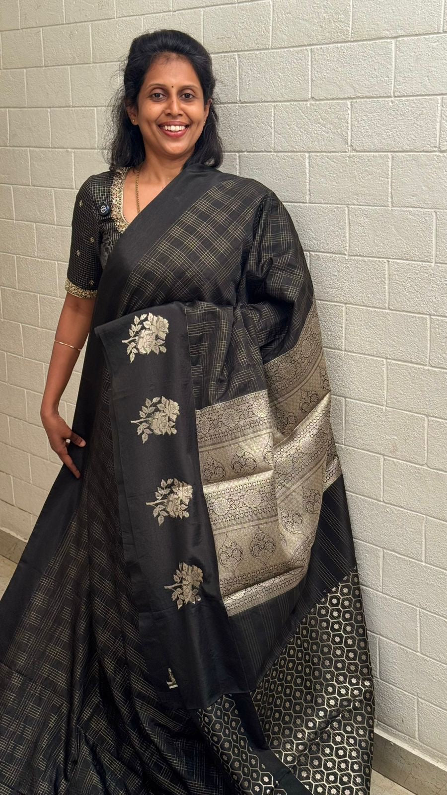 Georgette Checks Crush Saree