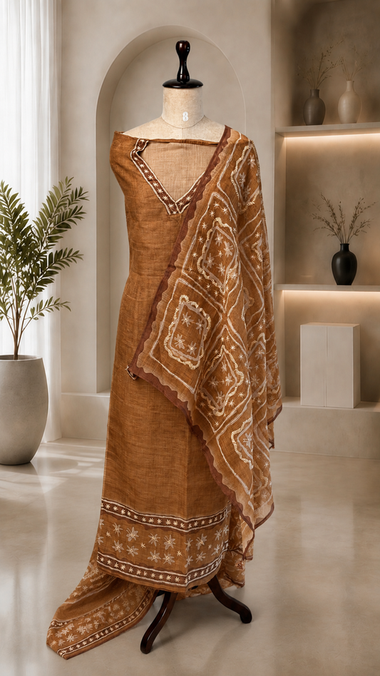 Linen Kantha Unsticthed Suit