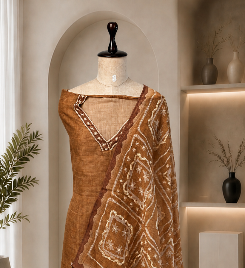 Linen Kantha Unsticthed Suit