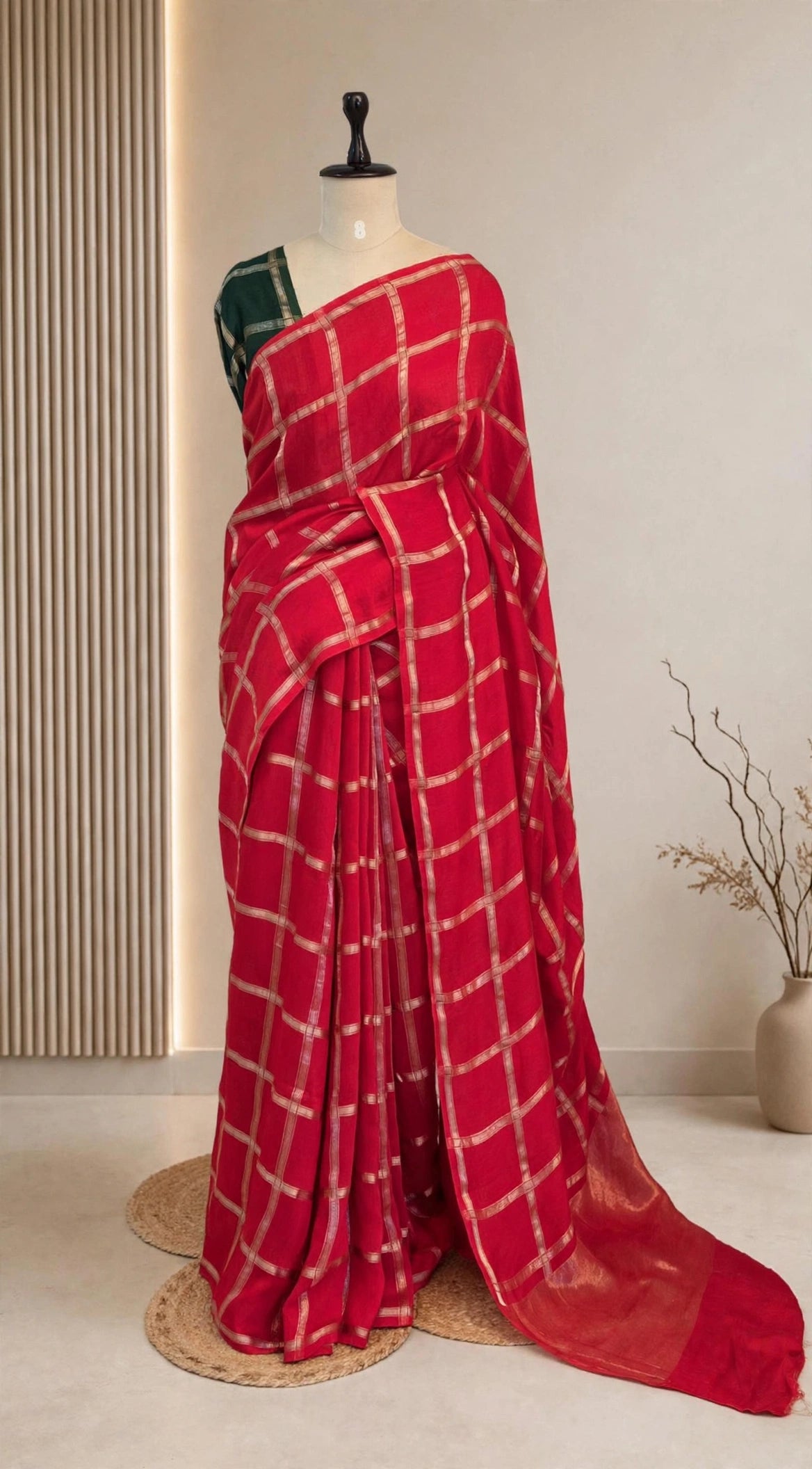 Checks Chanderi Silk Saree