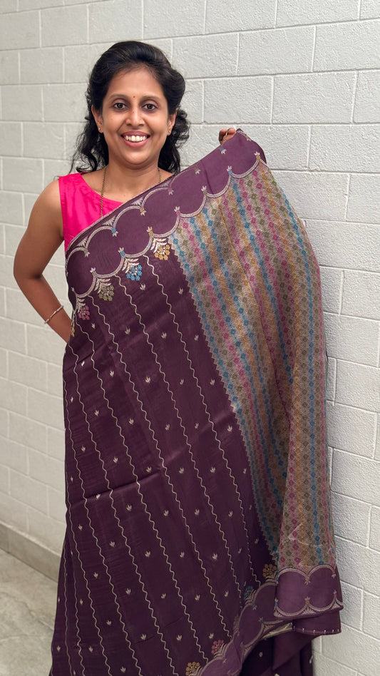 Moonga Tussar Meenakari