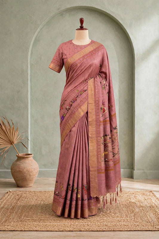 Pure Tussar Paithani Border Saree