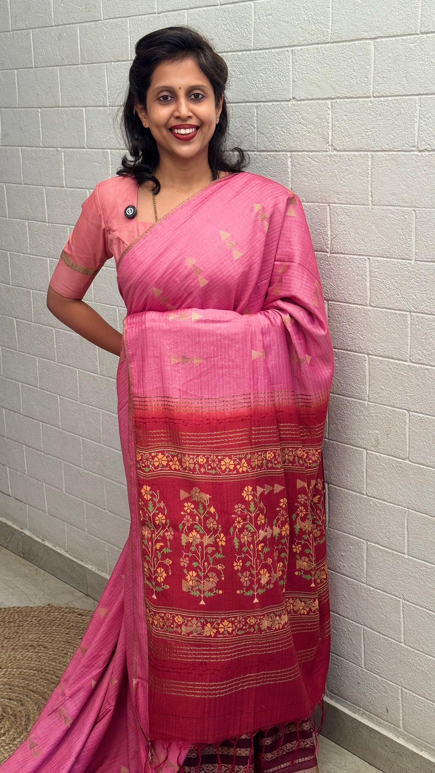 Chanderi Arrow Design Printed Blouse Saree