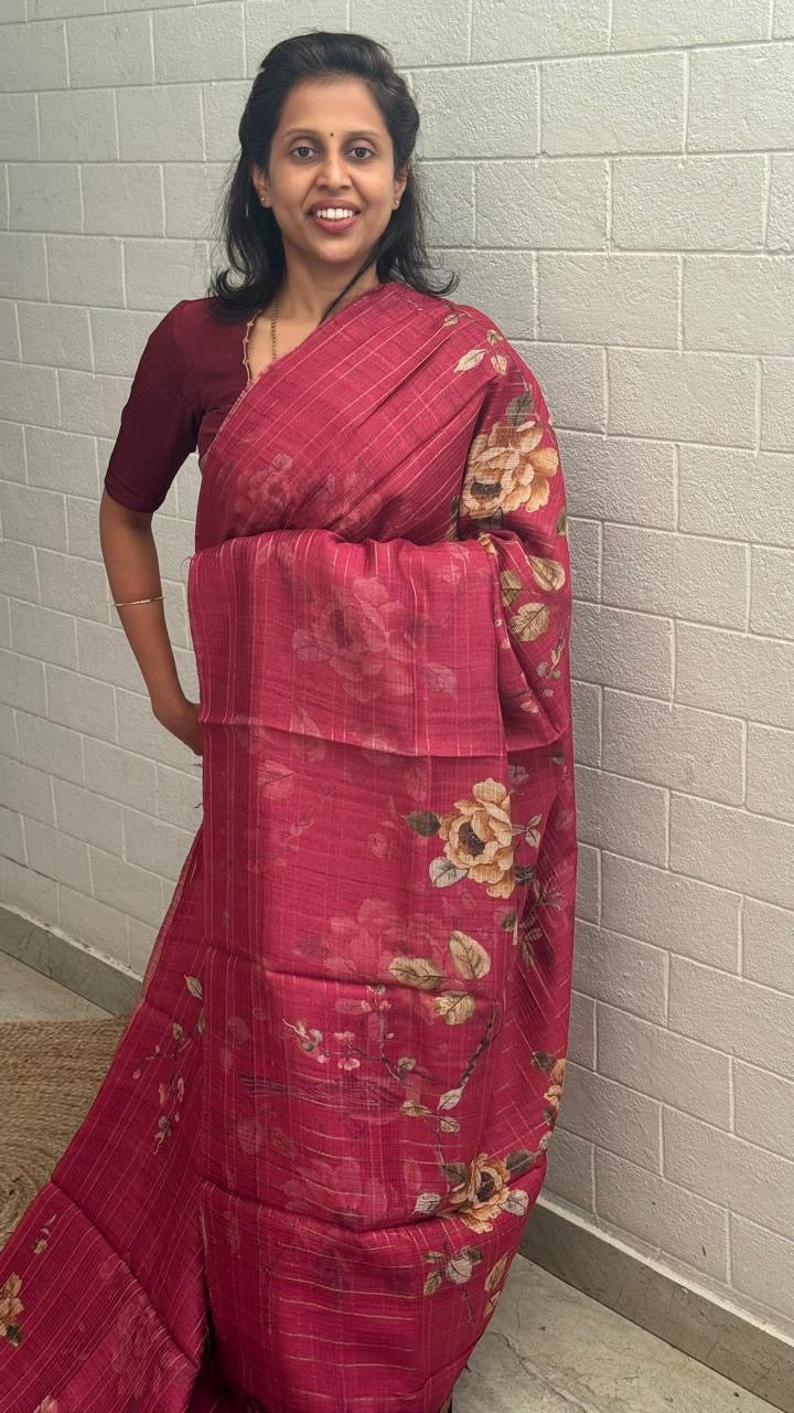 Pure Tussar Printed Saree
