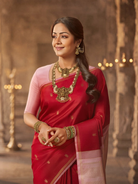 Red Pink Kanjivaram Saree