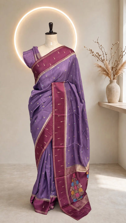 Blended Kosa Meenakari with Paithani Saree