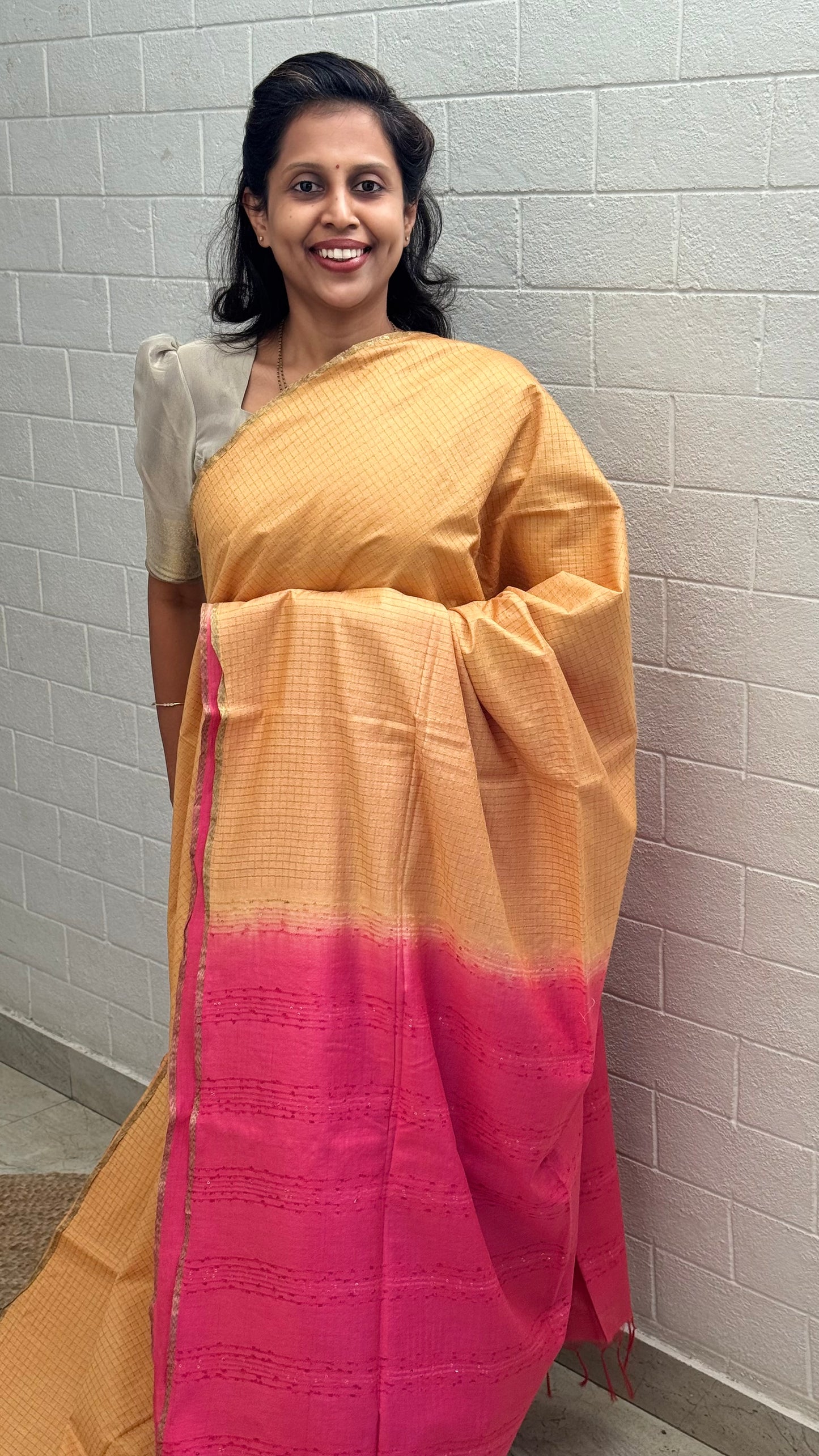 Chanderi Checkered Saree