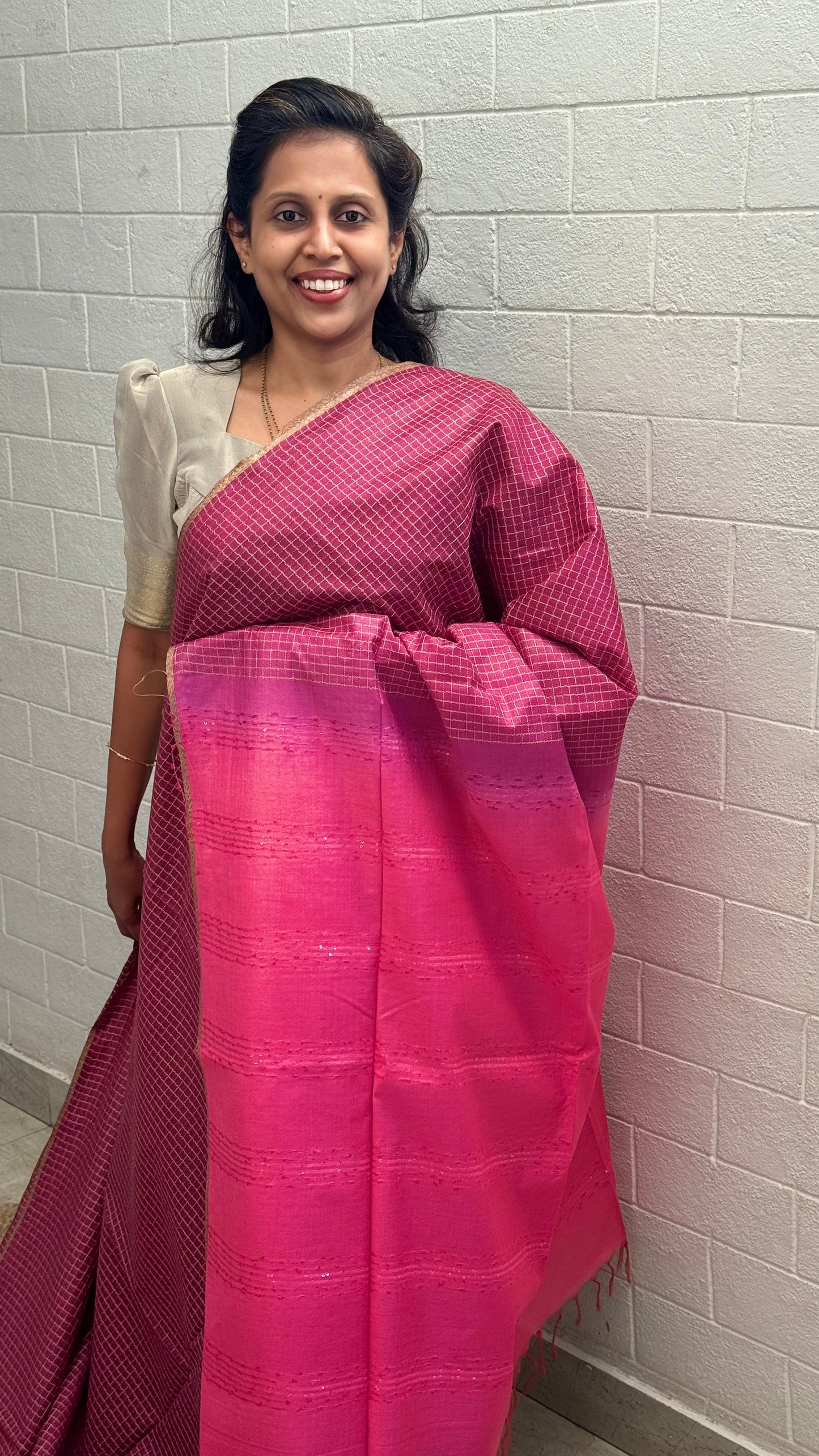 Chanderi Checkered Saree