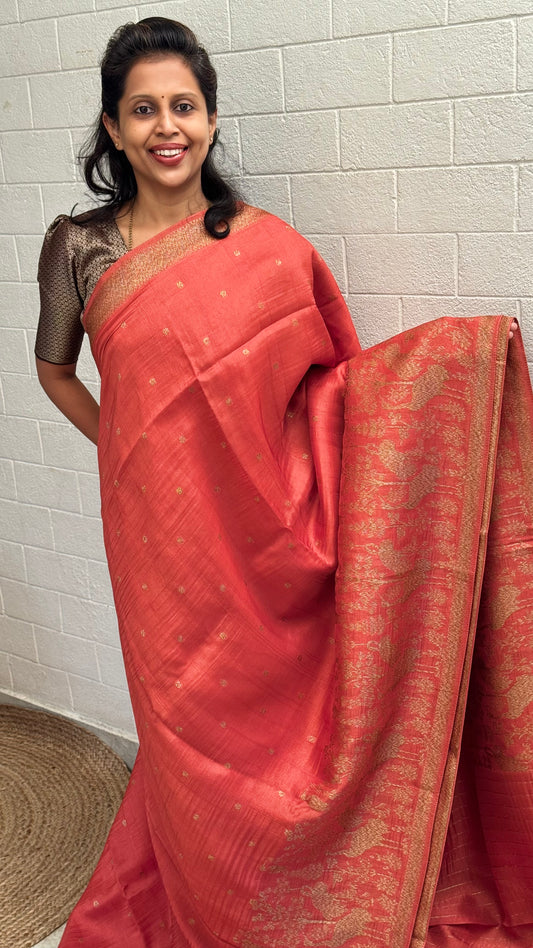 Moonga Tussar Flamingo