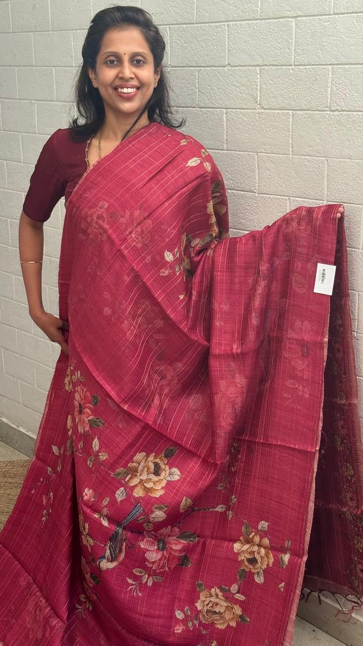 Pure Tussar Printed Saree