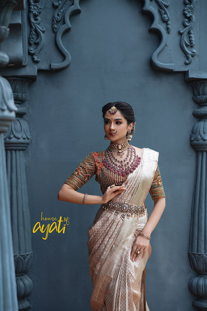 Pastel Silver Woven Kanjivaram
