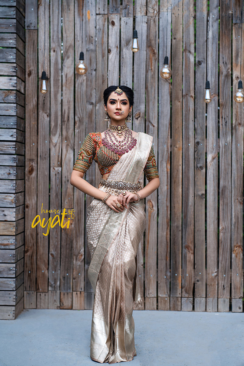 Pastel Silver Woven Kanjivaram
