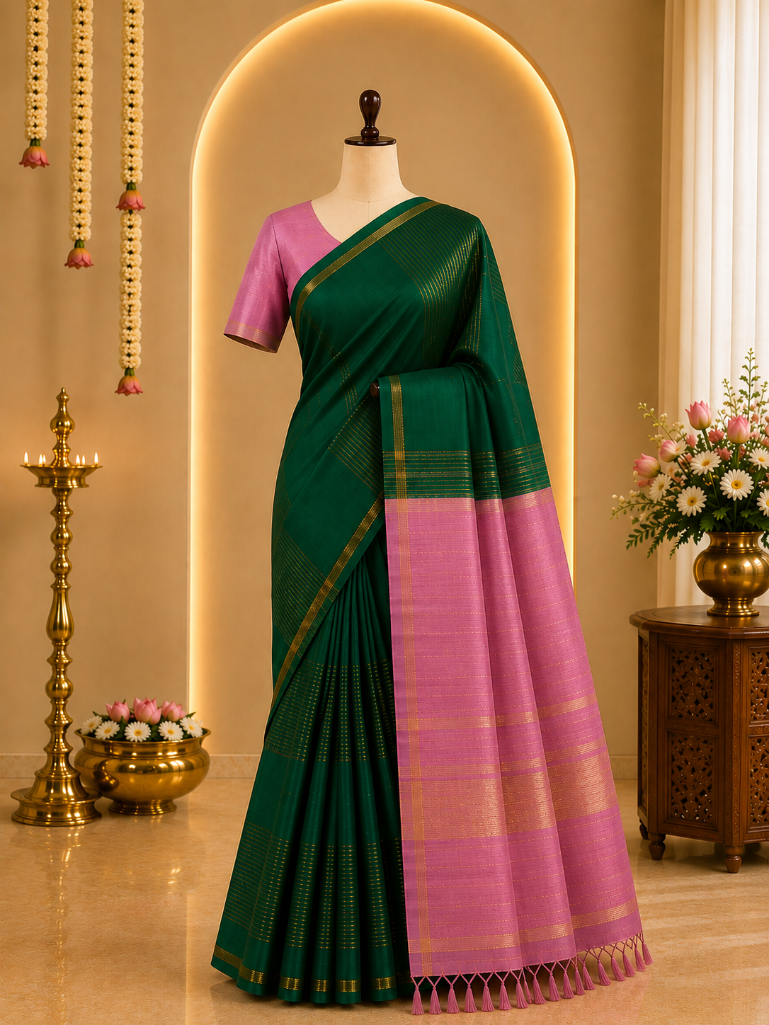 Green Pink Kanjivaram
