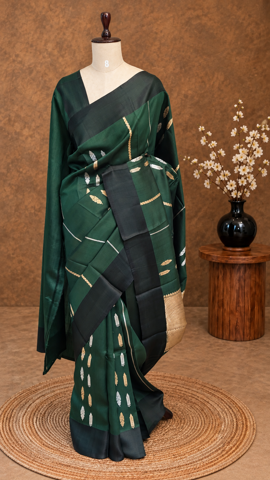 Pure Raw Mango Khatan Silk Green Saree