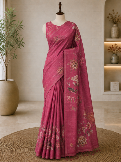 Pure Tussar Printed Saree