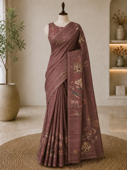 Pure Tussar Printed Saree