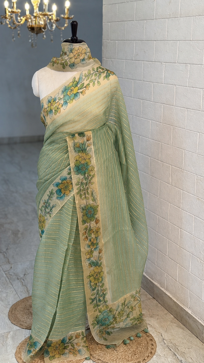Pure Organza Printed Silk Saree