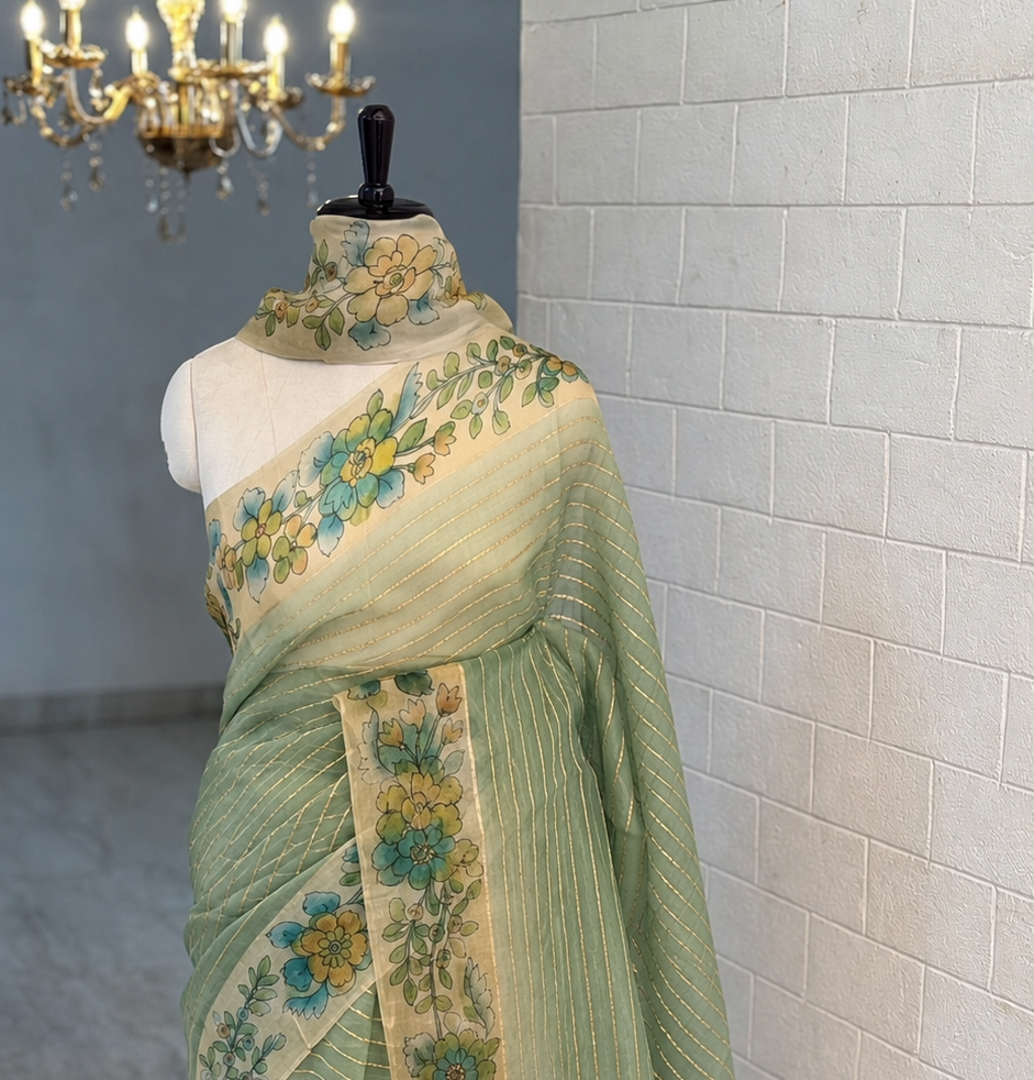 Pure Organza Printed Silk Saree
