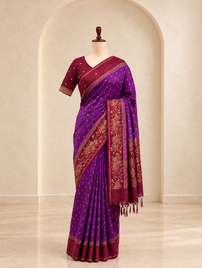 Moonga Tussar Silk Border Saree