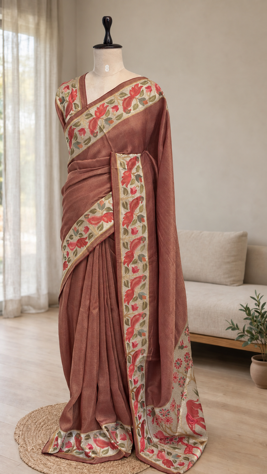 Tissue Embroidered Saree