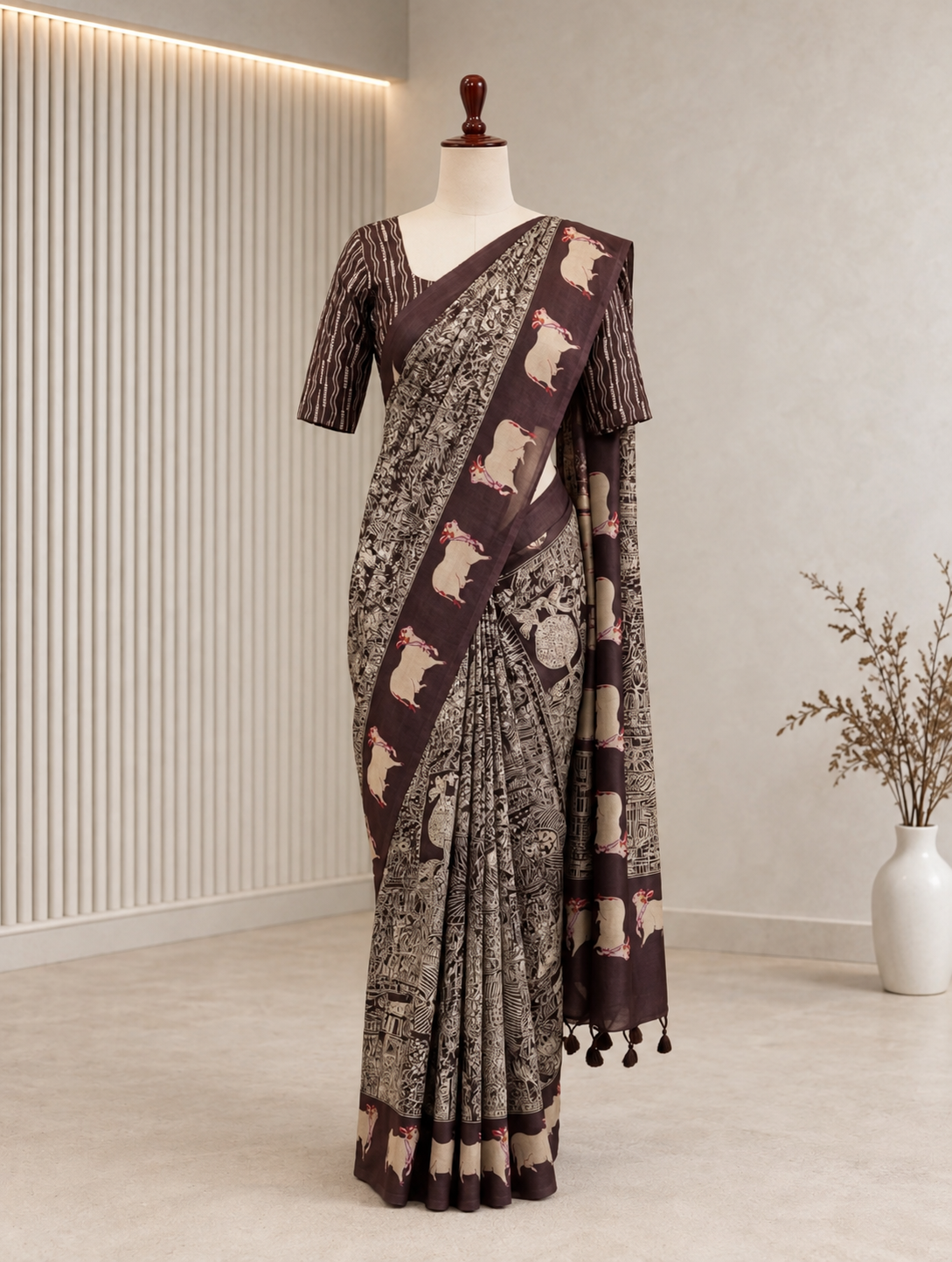 Korean Tussar Kalamkari Saree