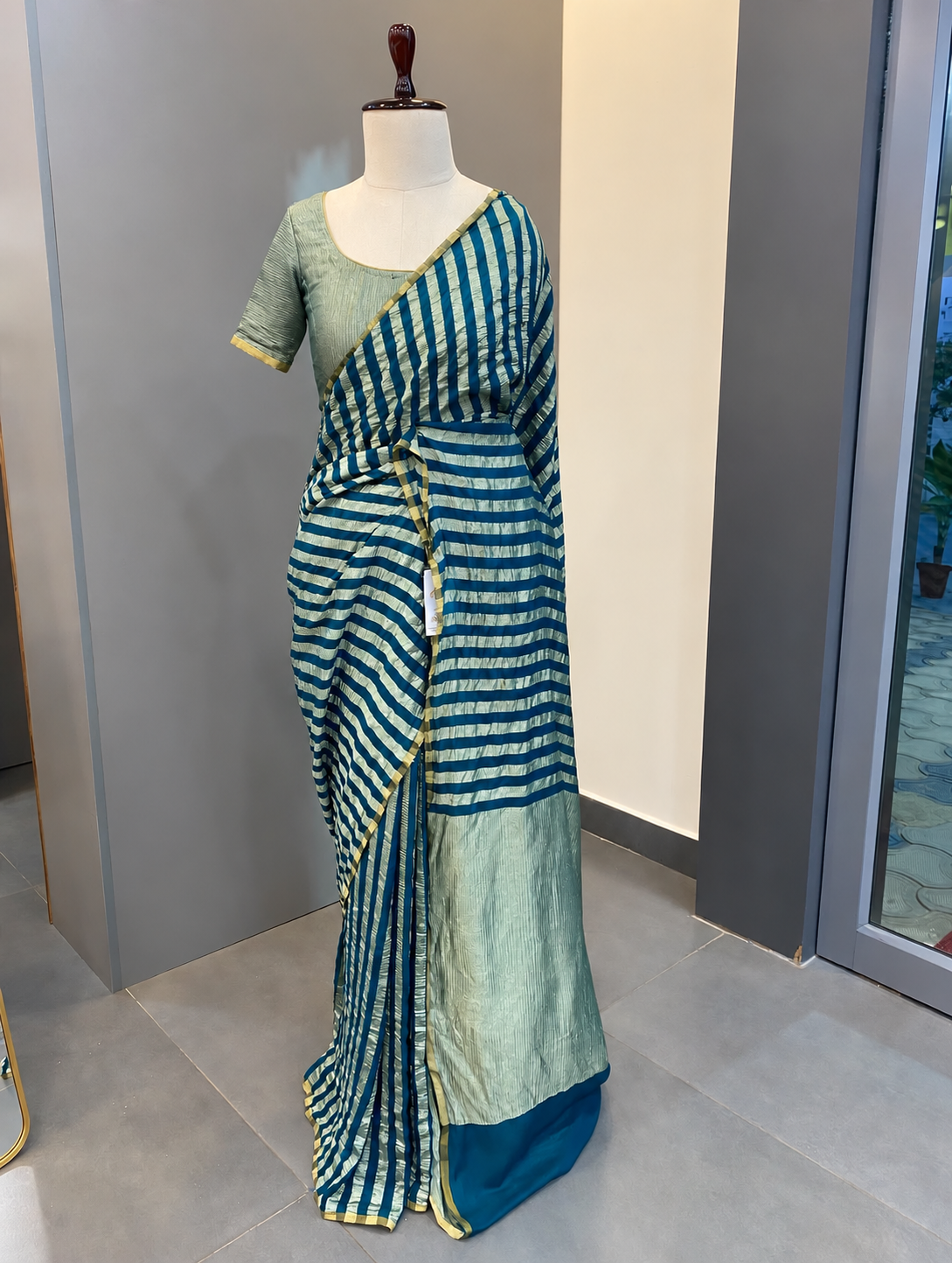 Pure Moonga Stripe Silk Saree