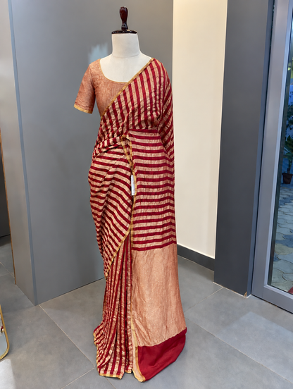 Pure Moonga Silk Stripe Saree