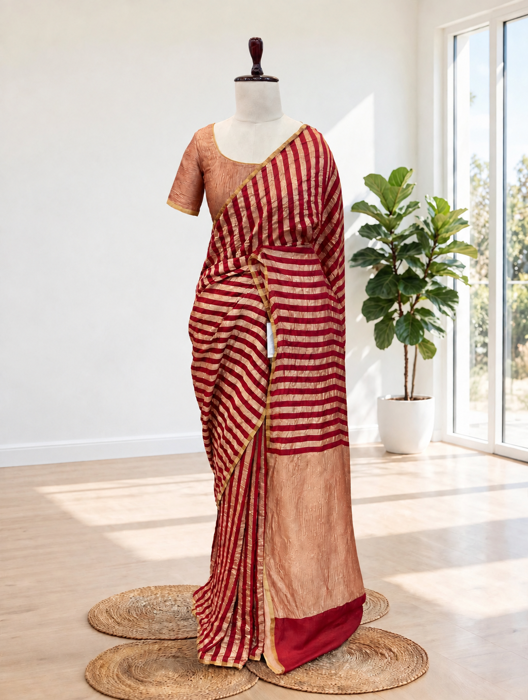 Pure Moonga Silk Stripe Saree
