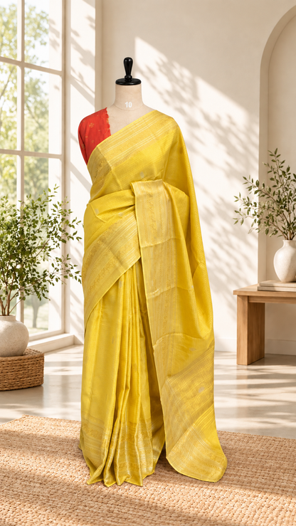 Blended Russian Checks Contrast Saree