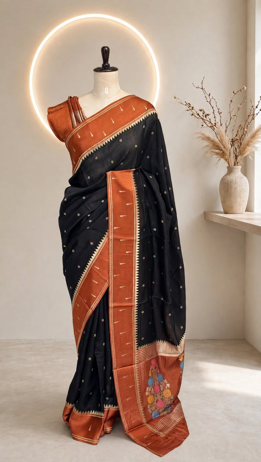 Blended Kosa Meenakari with Paithani Saree