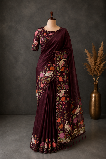 Blended Tissue Embellished Saree