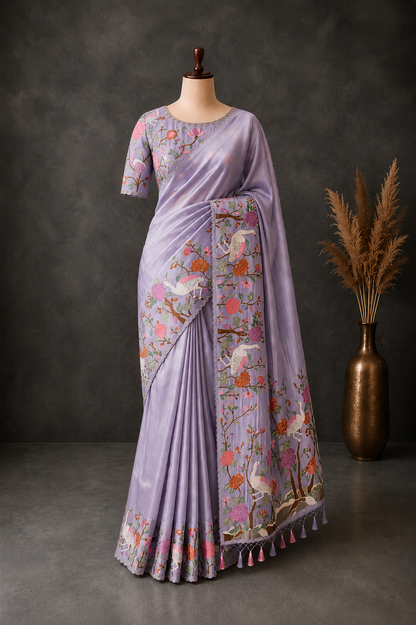 Blended Tissue Embellished Saree